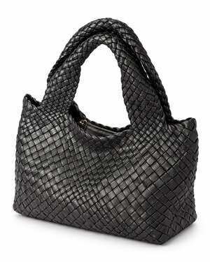 New Ghibli Black Woven Leather Tote Bag Made in Italy Sara Medium 4415